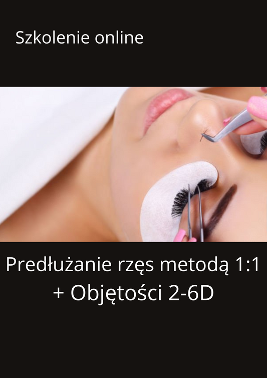 Szkolenie Online Przedłużanie rzęs metodą 1:1 + objętości 2-6D